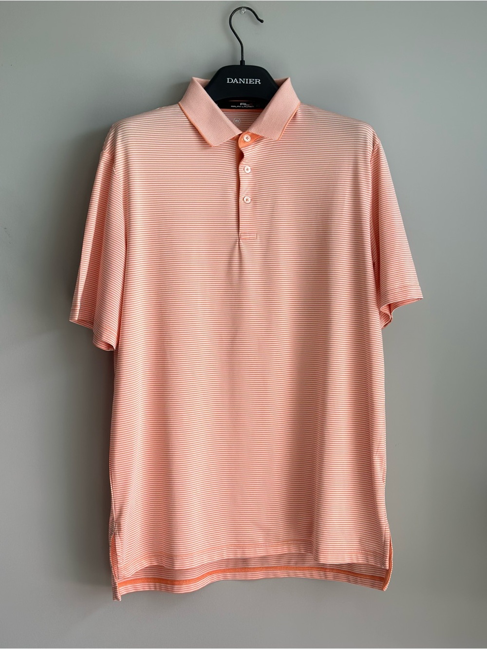 RLX Ralph Lauren Performance Golf Polo Shirt Size M Striped Wicking Lightweight